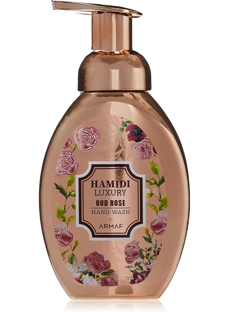 حميدي غسول اليدين الفاخر بالعود والورد من حميدي، للجنسين، 350 مل، لون ذهبي، خالٍ من الكحول، من حميدي من دار ستيرلينغ. - Image 1